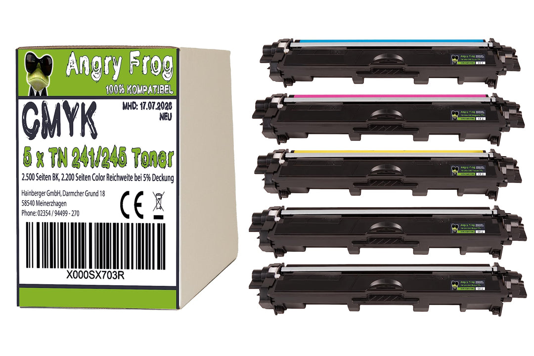 5er Pack AngryFrog® XLToner für Brother TN-241 TN-245 DCP-9020 CDW HL-3140 3150 3170 CW CDN CDW MFC-