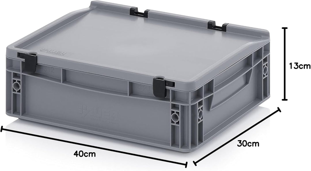 Eurobehälter-Eurobox 40 x 30 x 13,5 cm mit Scharnierdeckel inkl. gratis Zollstock
