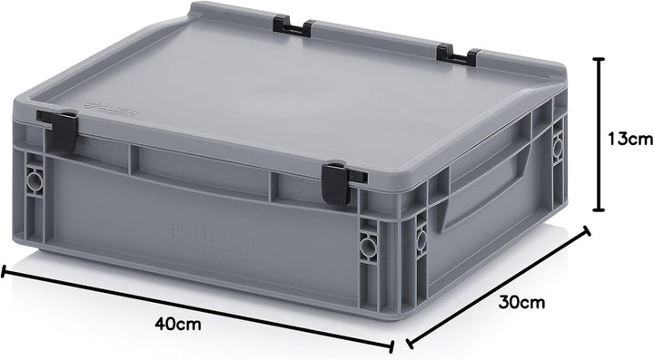 Eurobehälter-Eurobox 40 x 30 x 13,5 cm mit Scharnierdeckel inkl. gratis Zollstock