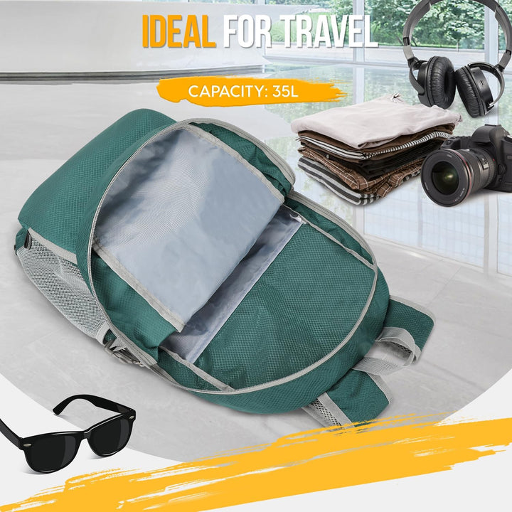 ZOMAKE Faltbarer Rucksack 35L,Leichter Rucksäcke Wasserdicht Wanderrucksack Packable Backpack für Da