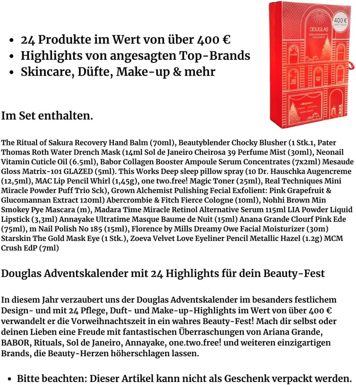 Douglas Adventskalender 2024 mit 24 exklusiven Beauty-Highlights - Premium Edition - Für Damen & Mäd