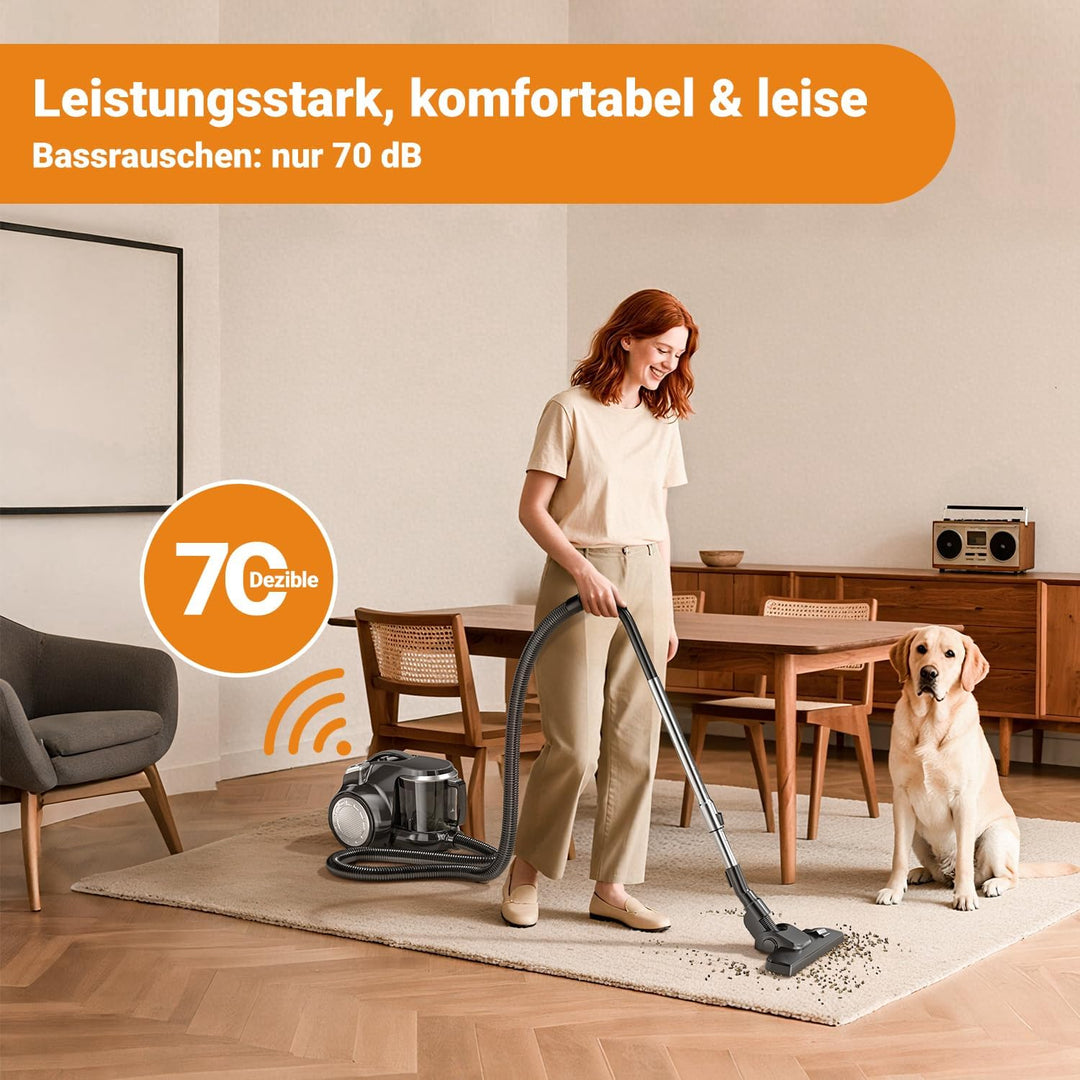 Beutelloser Staubsauger 1200W Starke Saugleistung,Kompakt Leicht Bodenstaubsauger ohne Beutel,Leiser