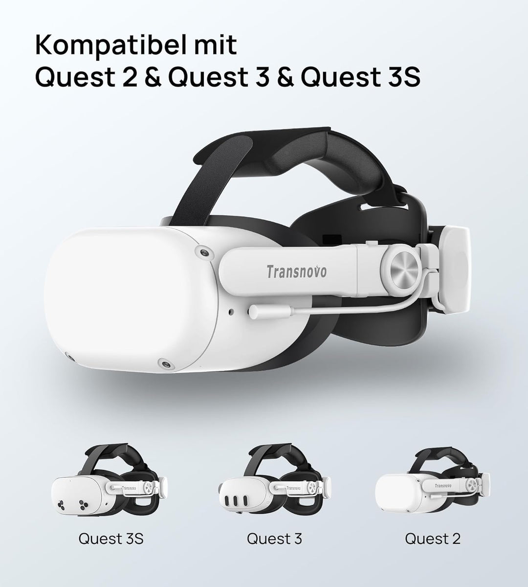 Elite Strap mit 6000mAh Akku kompatibel mit Meta/Oculus Quest 2 Zubehör, Komfort VR Kopfband Ersatz