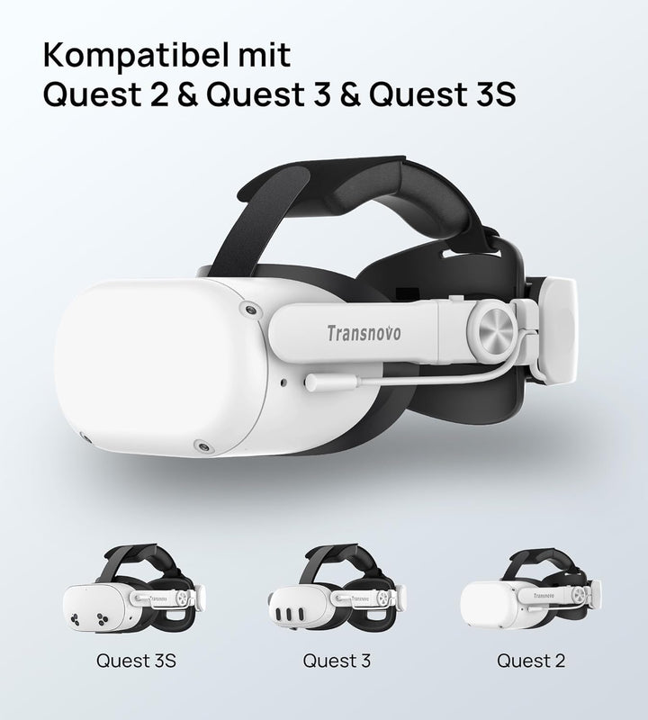 Elite Strap mit 6000mAh Akku kompatibel mit Meta/Oculus Quest 2 Zubehör, Komfort VR Kopfband Ersatz