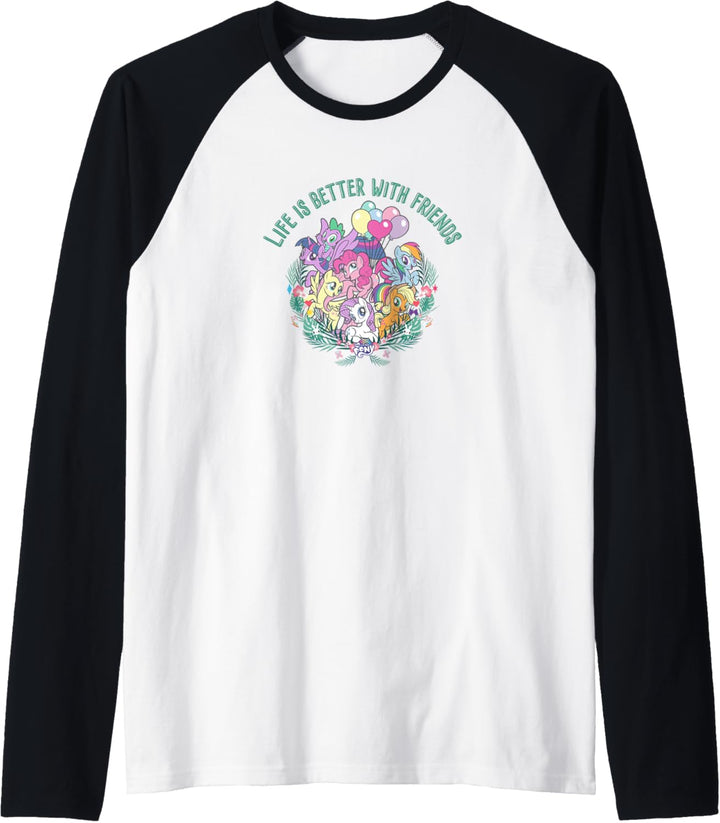 My Little Pony Group Shot Flowers & Balloons Better Friends Raglan