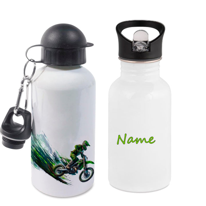 Trinkflasche mit Name/wahlweise 400ml, 500ml oder 600ml + Schriftwahl für Name + Edelstahl oder Alum