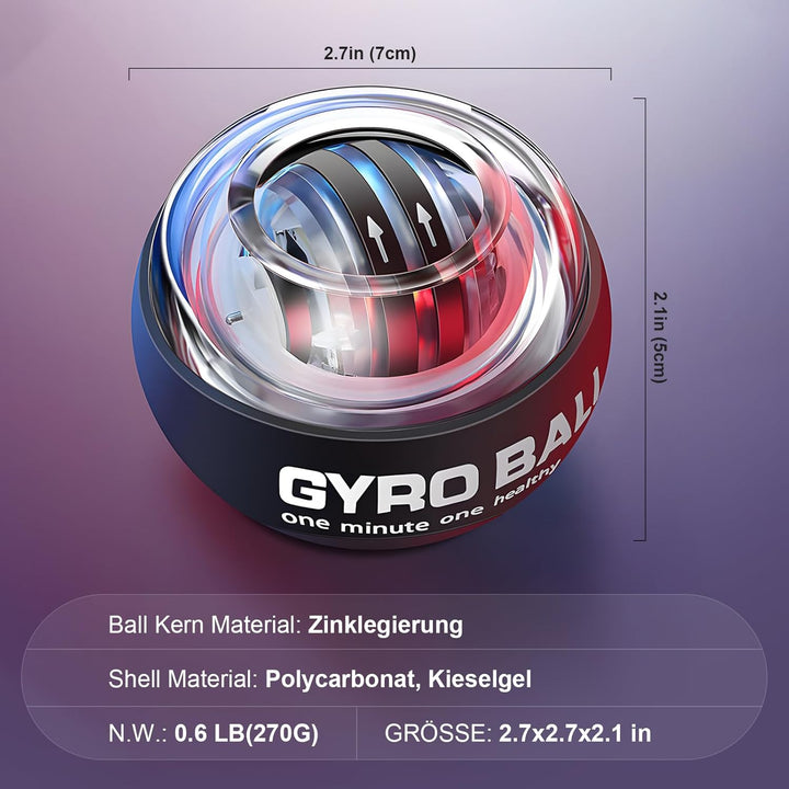 Gyroball,Handgelenktrainer-Ball,Handgelenkstärker,6-stufiger Widerstands/Lichtsteuerung,Gyroskopisch