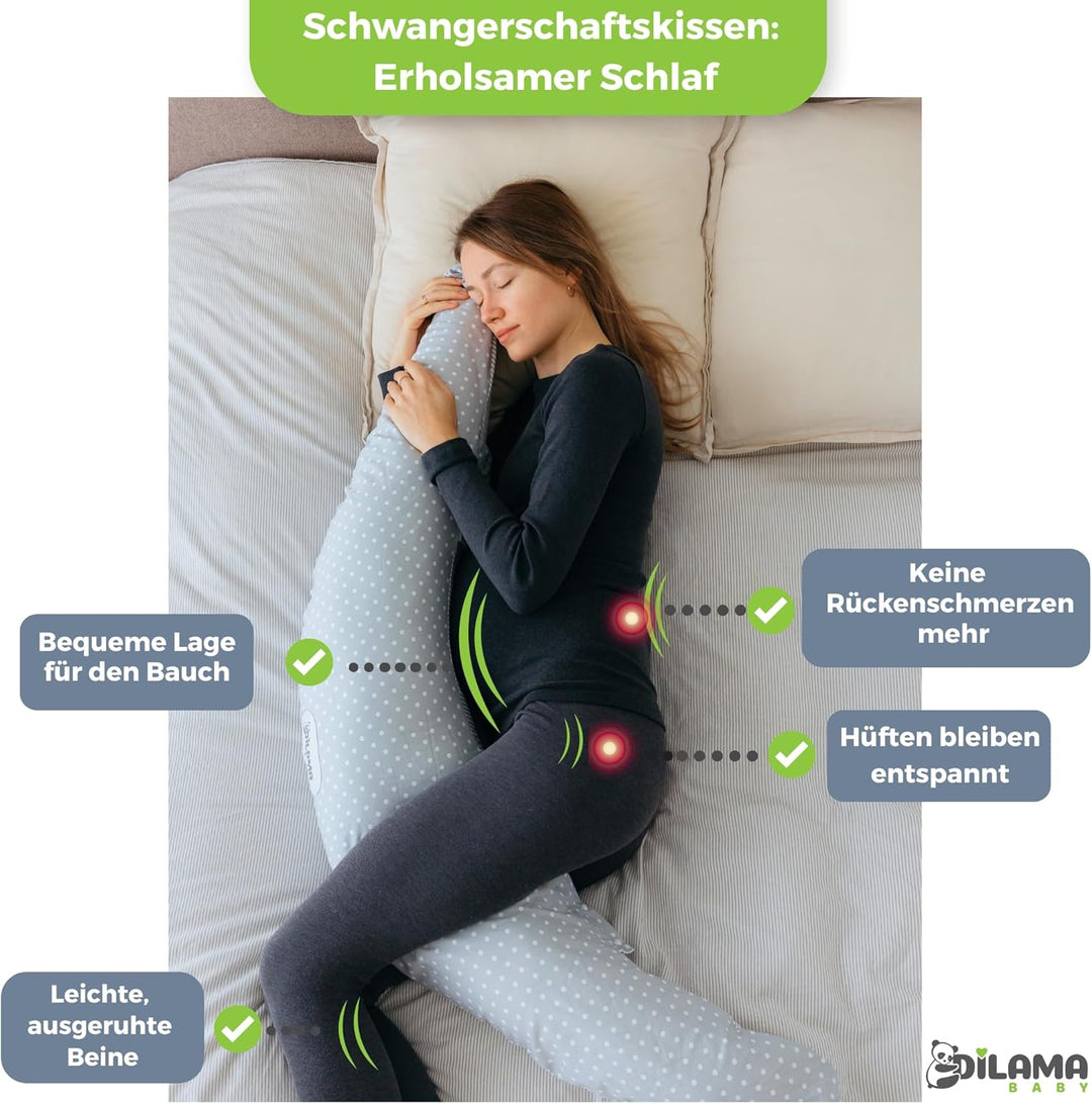 Dilamababy Schwangerschaftskissen mit Memory Foam Floken und Faserbällchen, Ideal als Stillkissen, s