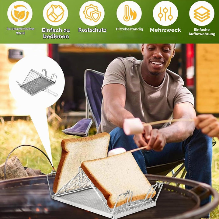 Edelstahl Camping Toaster, Faltbares Grillkorb für Brot, Hitzebeständig,Toast Racks Faltbarem, Mehrz