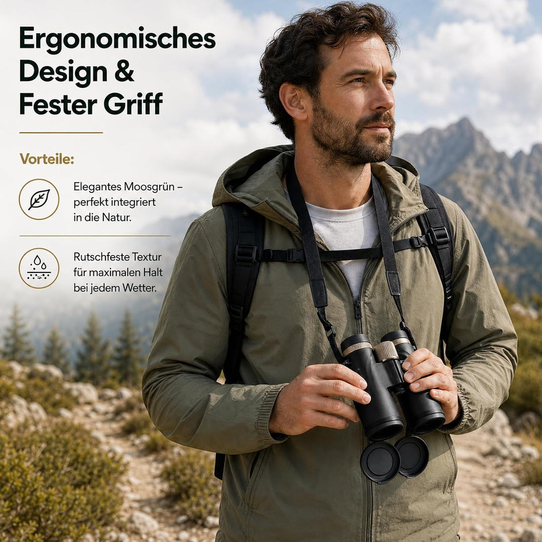 12x42 HD wasserdichtes Profi-Fernglas mit BAK4 Prisma, FMC Linse, Smartphone Adapter & Tragetasche,