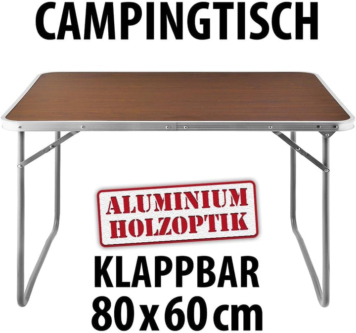 Casaria® Campingtisch klappbar Camping Klapptisch Holz Alu 80x60cm mit Tragegriff leicht Tisch faltb