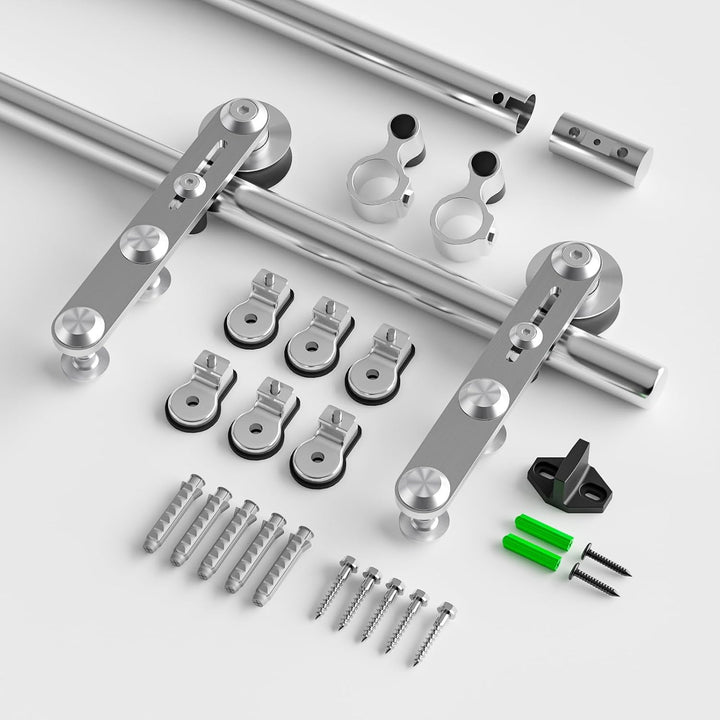 Schiebetürbeschlag Edelstahl 122cm Schiebetüren Schiebetürsystem Komplettset Laufschiene Rollen Set