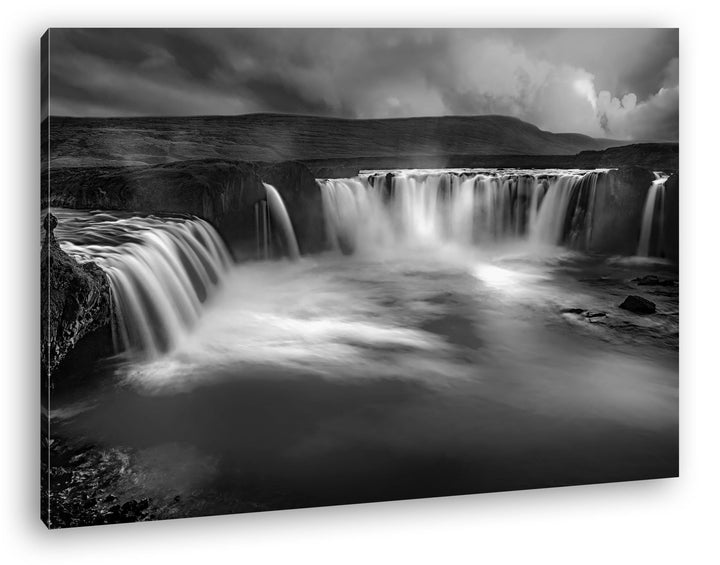 deyoli himmlische Wasserfälle in Island Format: 80x60 Effekt: Schwarz/Weiss als Leinwand, Motiv fert
