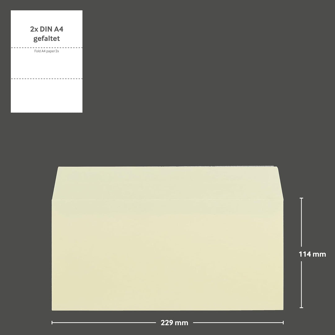 100 Stück, Farbige Briefumschläge, DIN C6/5, Haftklebung mit Abziehstreifen, Gerade Klappe, 130 g/qm