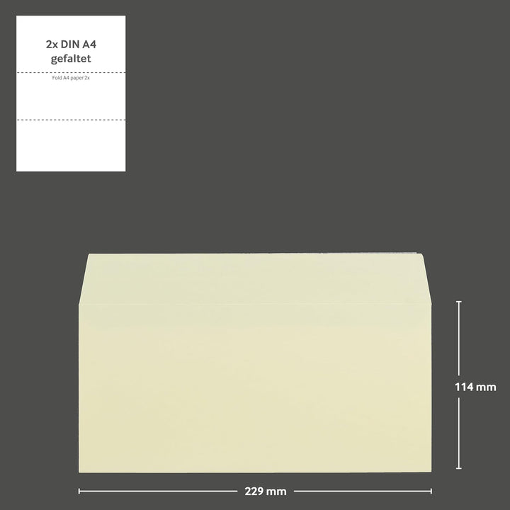 100 Stück, Farbige Briefumschläge, DIN C6/5, Haftklebung mit Abziehstreifen, Gerade Klappe, 130 g/qm