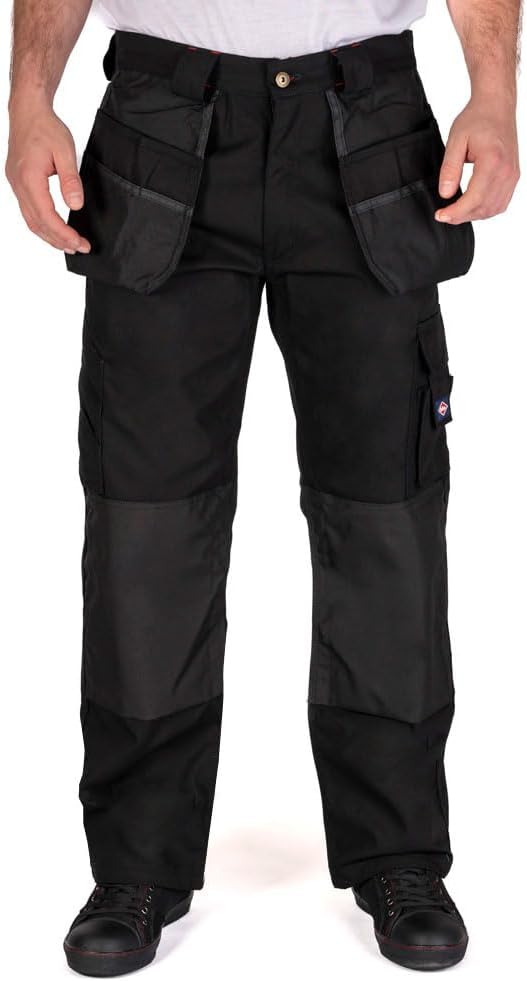 Lee Cooper Herren Multi & Holster Pocket Kneepad Arbeitssicherheitshose Cargohose, Schwarz, 38" Tail