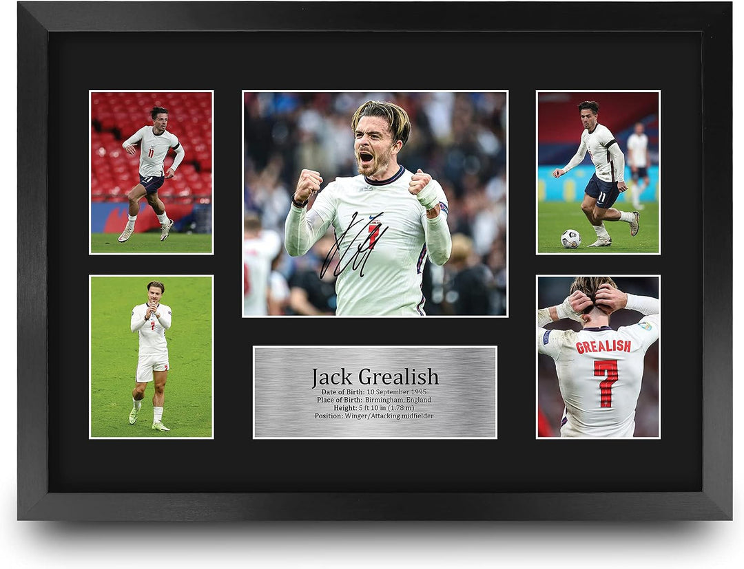 HWC Trading FR A3 Jack Grealish England Geschenke Gedruckt, Signiert Autogramm Bild, Für Fussball-Fa