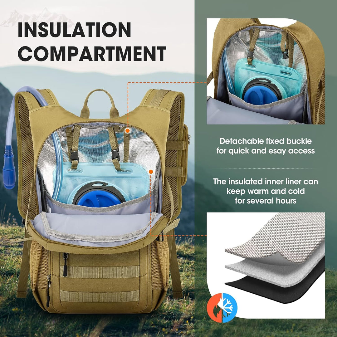 RAINSMORE Wanderrucksack 18L mit 2L Blase & Regenschutz | Leichter Trinkrucksack für Laufen, Radfahr