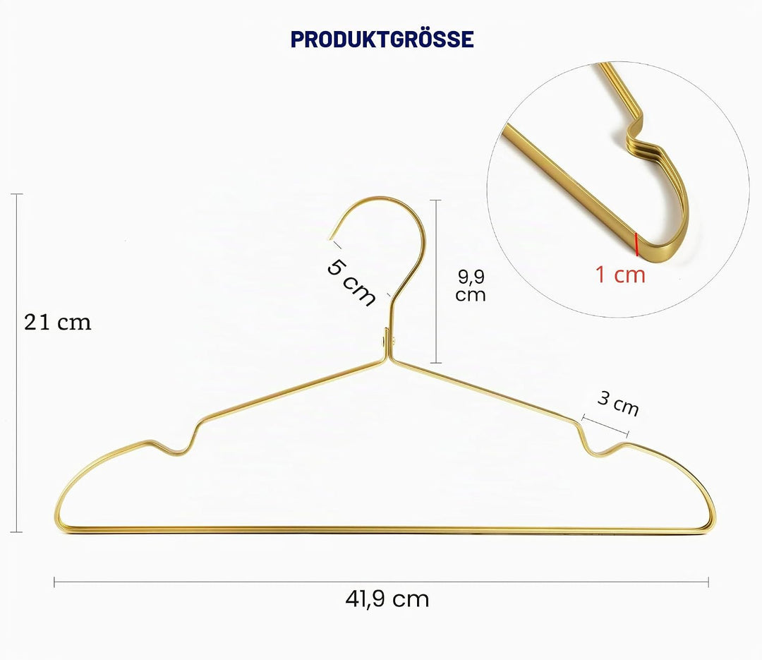 Amber Home Hochwertige mattgoldene Aluminium-Kleiderbügel, 20 Stück, 41,9 cm, extra glatt und langle