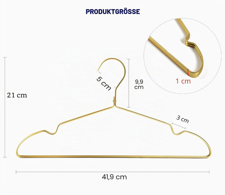 Amber Home Hochwertige mattgoldene Aluminium-Kleiderbügel, 20 Stück, 41,9 cm, extra glatt und langle