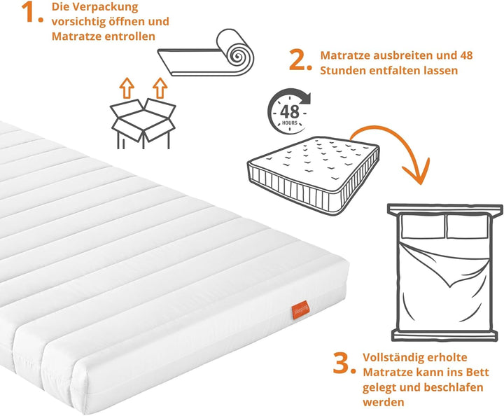 sleepling Matratze Rollmatratze Gästematratze Basic 30, Komfortschaummatratze, Made in EU, Bezug was