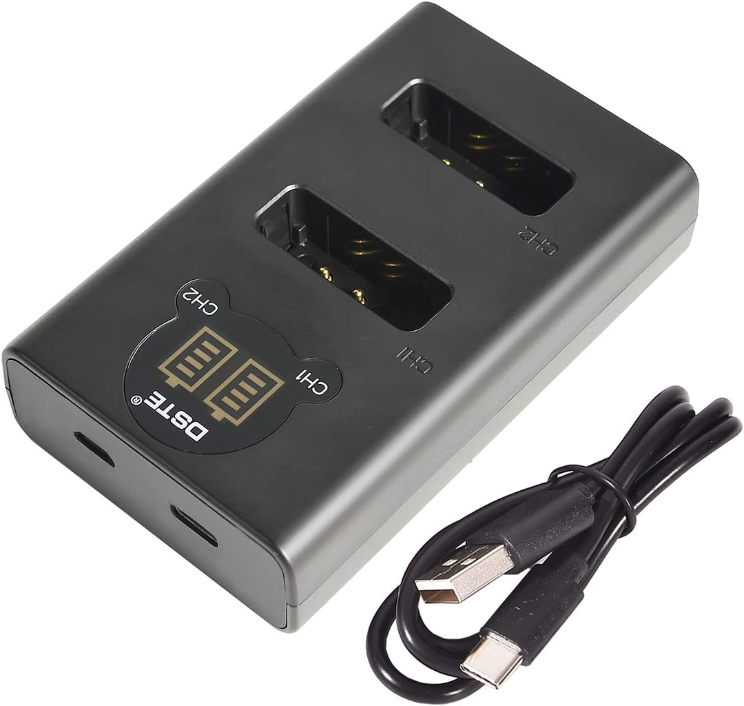 DSTE 2X NB-13L Ersatz Batterie + Dual USB-Ladegerät mit LCD-Display Kompatibel mit Canon PowerShot S
