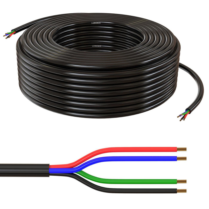 Lumonic 4x 0,34mm² LED Steuerleitung schwarz 5m I ummanteltes 4 adriges Kabel flexibel I Geschirmtes