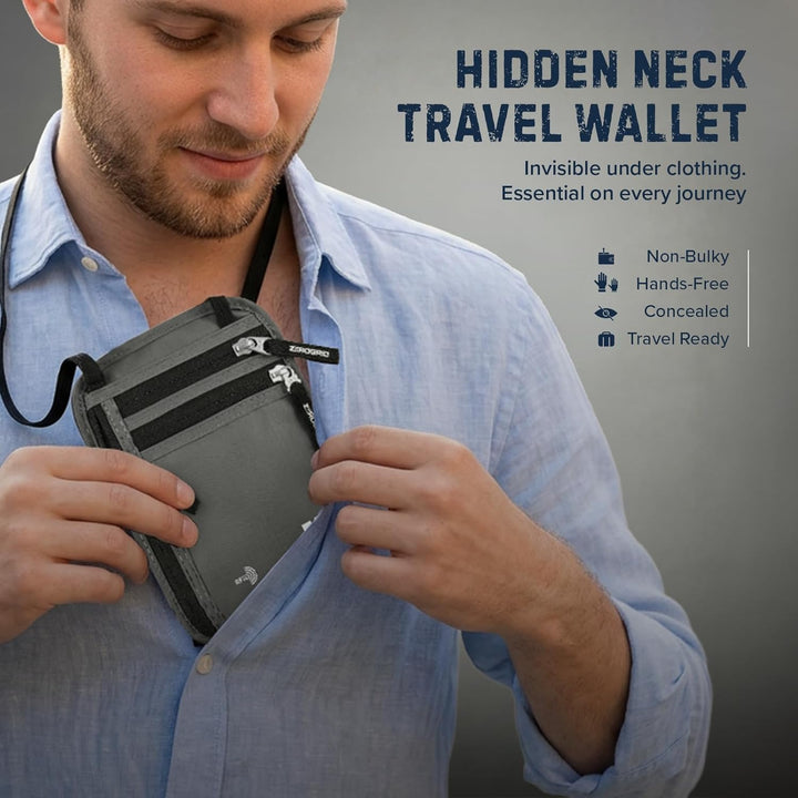 Brusttasche Brustbeutel mit RFID Blocker Reisegeldbeutel Reisedokumententasche EINWEG Einheitsgrösse