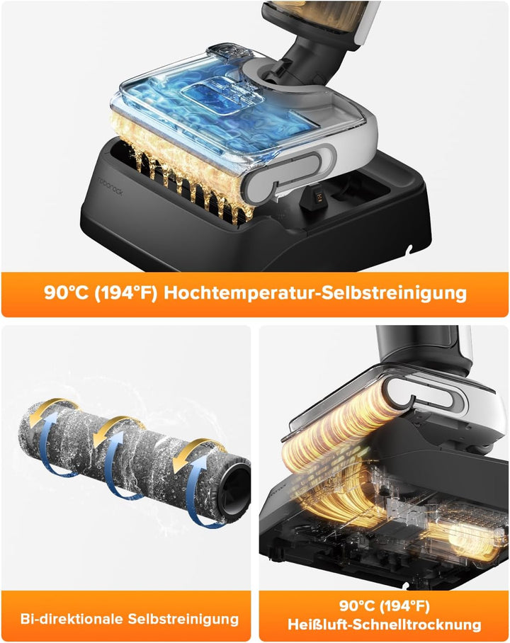roborock F25 LT Nass Trockensauger, 180° Lay-Flat Saugwischer, 20.000 Pa Staubsauger, 90°C 5 Min Hoc