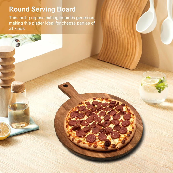 Akazienholz Pizzateller Pizzabrett Mit Griff Pizzaschieber Holz 30 X 40 X 1,5cm Pizza Teller füR Piz