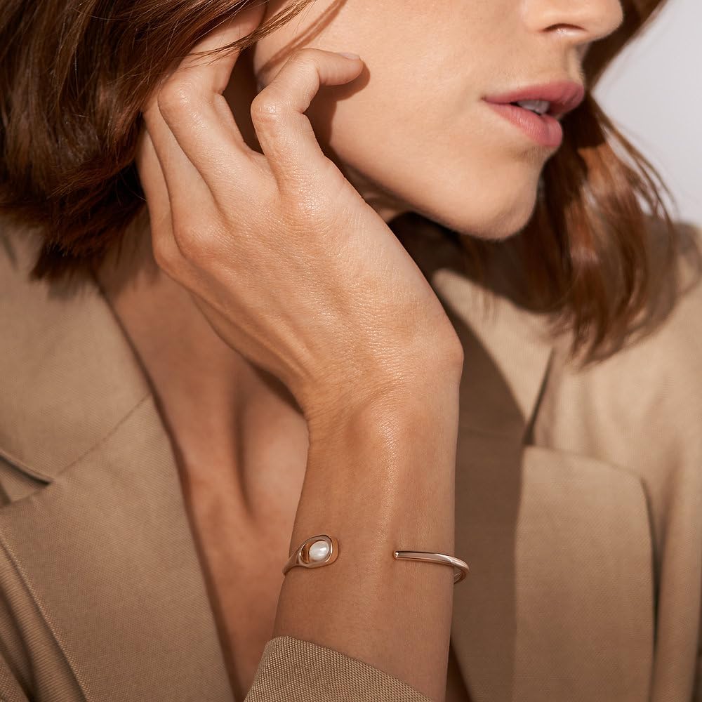 Skagen Damen Edelstahl und Halbedel mit Manschette Armreif Blasses Roségold, Blasses Ros&amp;