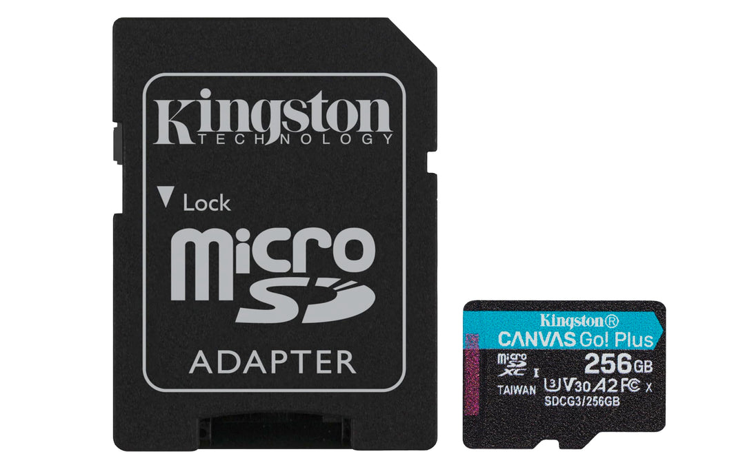 Kingston SDCG3/256GB microSD Speicherkarte ( 256GB microSDXC Canvas Go Plus 170R A2 U3 V30 mit SD Ad
