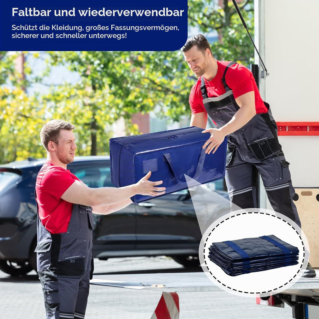 Dokeno 6 Stück 92L Aufbewahrungstasche, Grosse Umzugstaschen mit Rucksackgurten, Wasserdicht Aufbewa