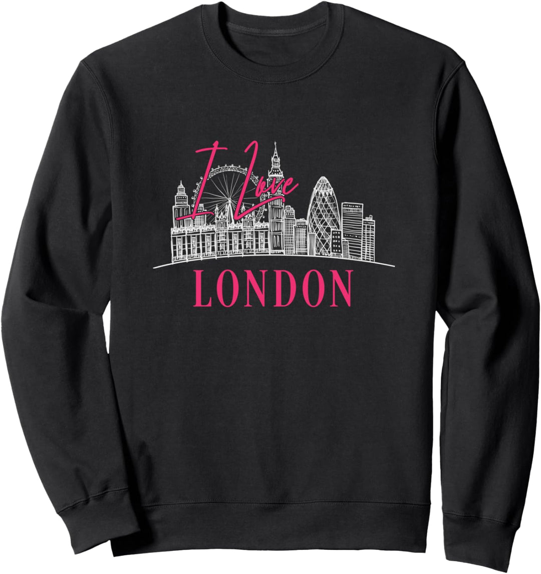 I Love London England Iconic Landmarks City Skyline Souvenir Sweatshirt