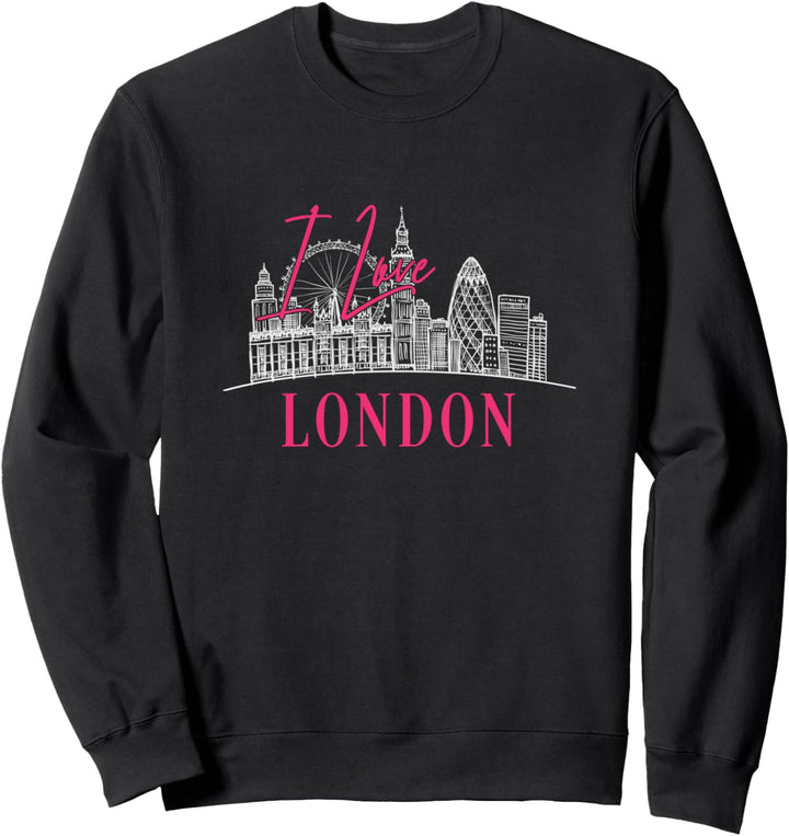 I Love London England Iconic Landmarks City Skyline Souvenir Sweatshirt