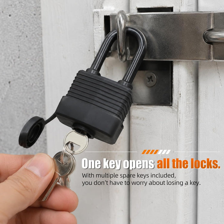 Vorhängeschloss Schloss Padlock Vorhangschloss | 6 Stück mit 18 Schlüssel Wetterfest Messing Gleichs