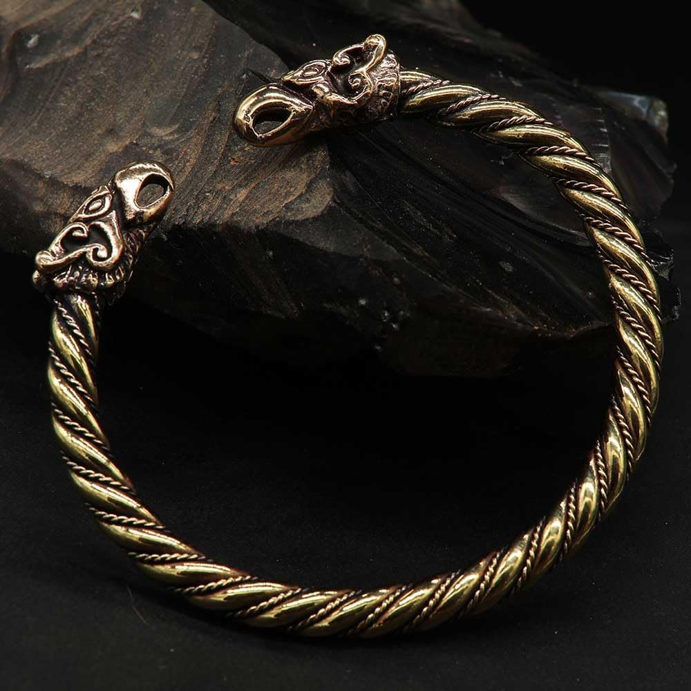 Drachensilber Wikinger Schmuck Armreif Raben Bronze Armschmuck Odins Raben grosser Männer Herren Arm