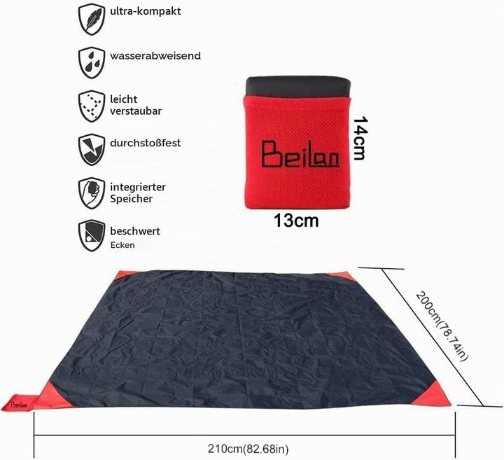 BeiLan Mini Picknickdecke Wasserdicht, Ultraleicht, Kleines Packmass - Ideal für Ground Sheet, Pocke