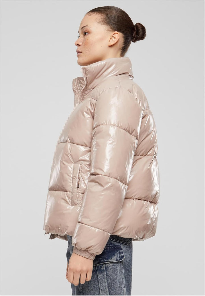 Urban Classics Ladies Recycled Short Shiny Puffer Jacket XS Duskrose, XS Duskrose