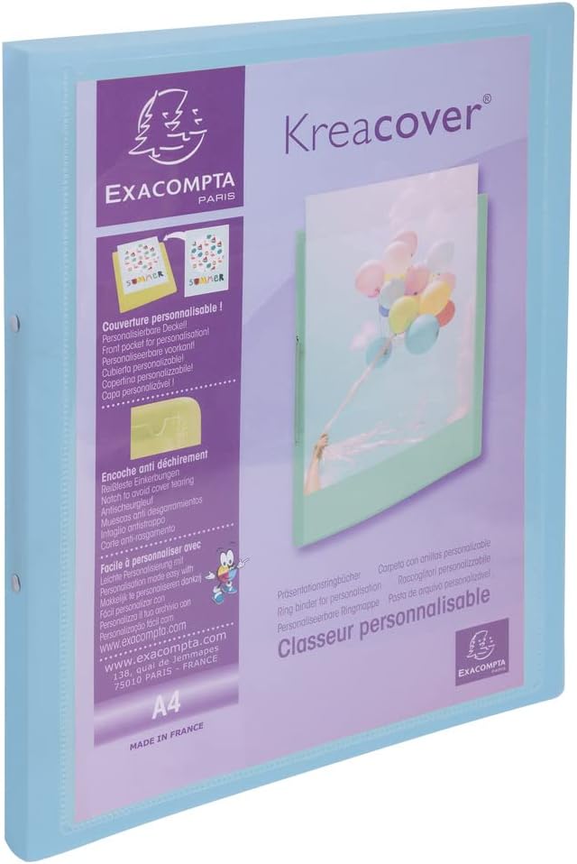 Exacompta 54279E 5er Pack Ringbuch KreaCover aus flexiblem Kunststoff für DIN A4, 2-O Ring Mechanik