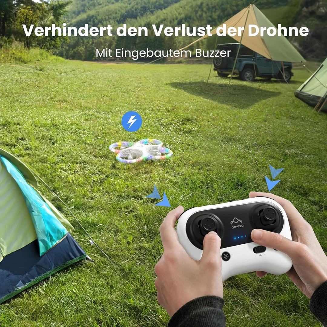 Ameta Morpho Drohne mit Kamera für Kinder, 1080P HD FPV Drone für Anfänger, RC Quadrocopter mit 32 R