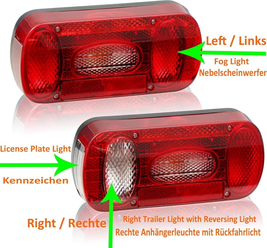 DARKGUARD Rückleuchten Satz Anhänger 12v,mit E4 Prüfzeichen,7Funktion 2pcs Halogen Rücklicht Anhänge