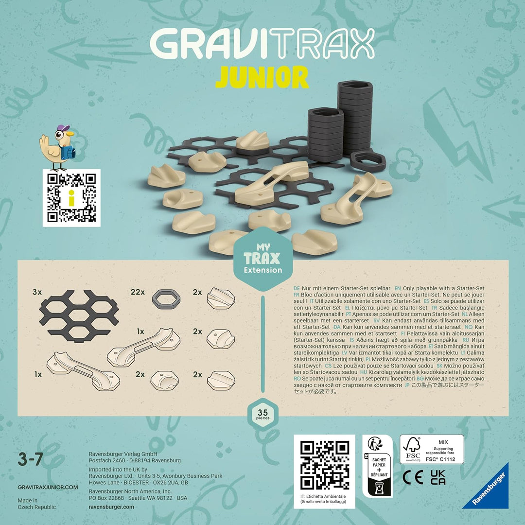 Ravensburger GraviTrax Junior Extension Trax - Erweiterbare Kugelbahn für Kinder, Murmelbahn überwie