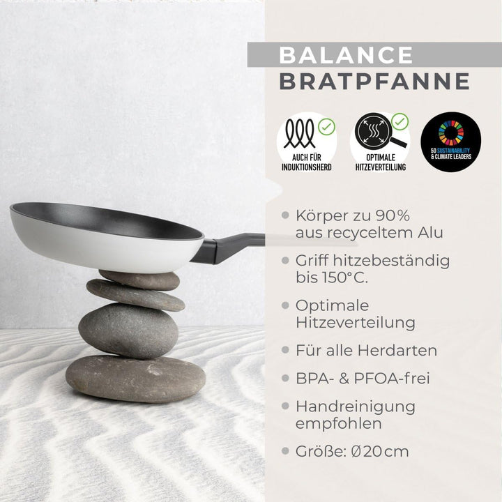 Fackelmann Bratpfanne Balance 20 cm, Antihaft-Pfanne aus 90% recyceltem Aluminium mit ergonomischem