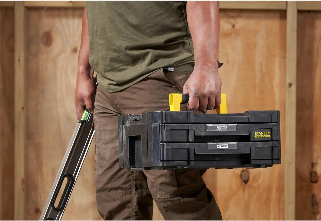 Stanley FatMax Werkzeugkoffer / Werkzeugkasten TSTAK VI, 8L Fassungsvermögen, mit 2 Schubladen und O