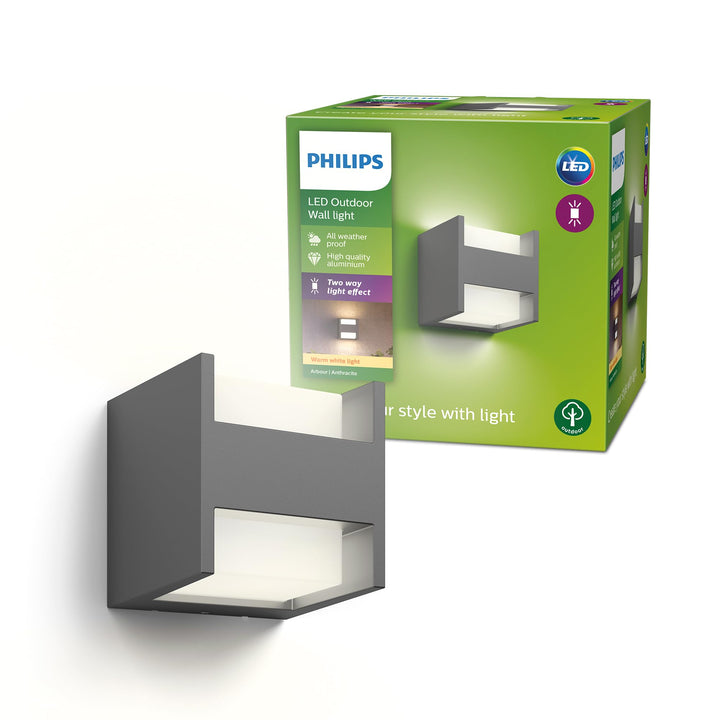 Philips myGarden Arbour LED Sockelleuchte, Aluminium Ohne Bewegungsmelder 2-flammig Wandleuchte, Ohn