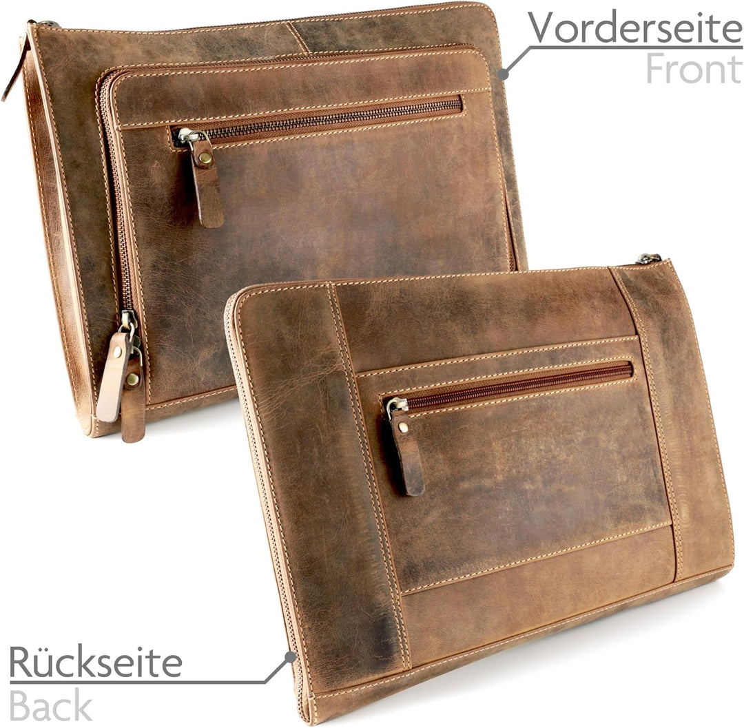 Fa.Volmer ® braune Laptop-Tasche aus echtem Büffel-Leder für MacBooks, Notebooks, Laptops und Tablet