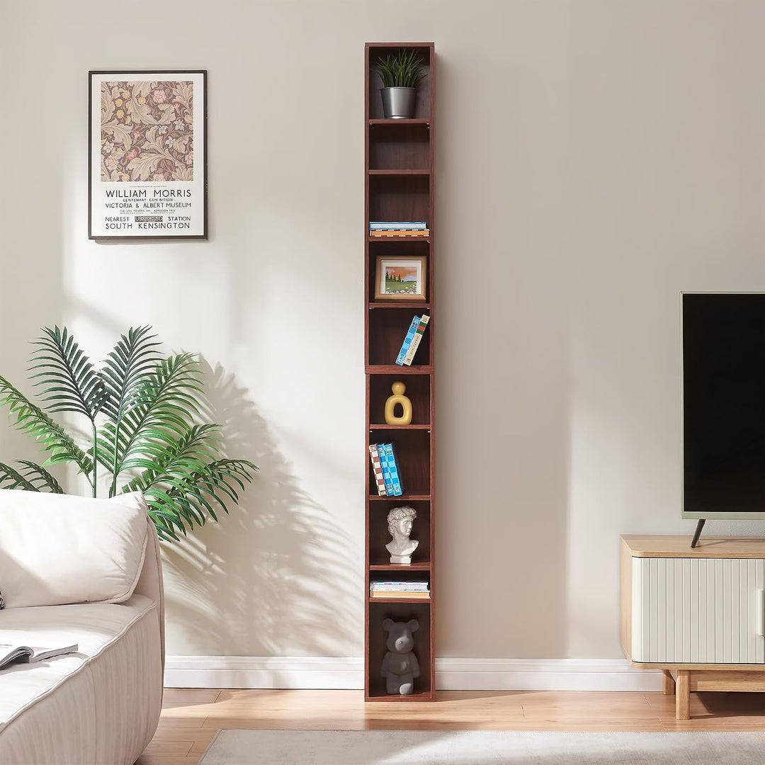 [en.casa] CD Regal Tynset DVD Regal mit 10 Ablagefächern CD Aufbewahrung 187 x 20 x 17 cm Standregal