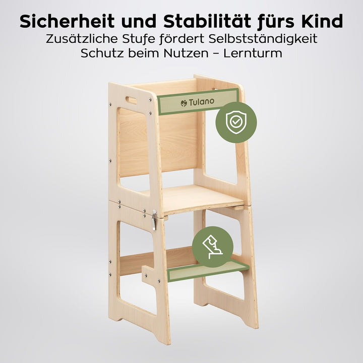Tulano Mooby 35 Lernturm 3 in 1 für Kinder ab 1 Jahr – Montessori Kitchen Helper umbaubar zu Tisch m