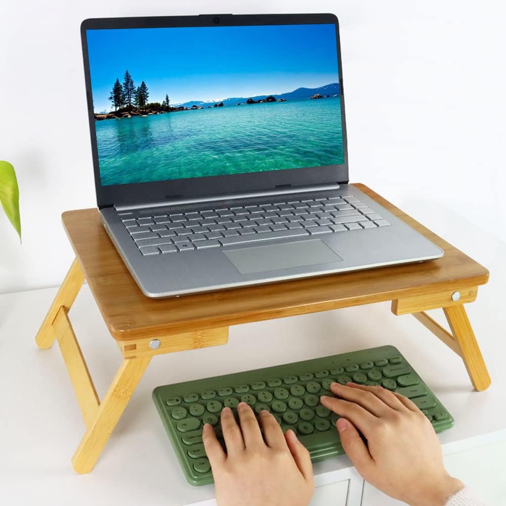 WKWKER 100% Bambus Laptop Bett Tisch Schoss Schreibtisch Für Bed Breakfast Betttablett Mit Klappbein